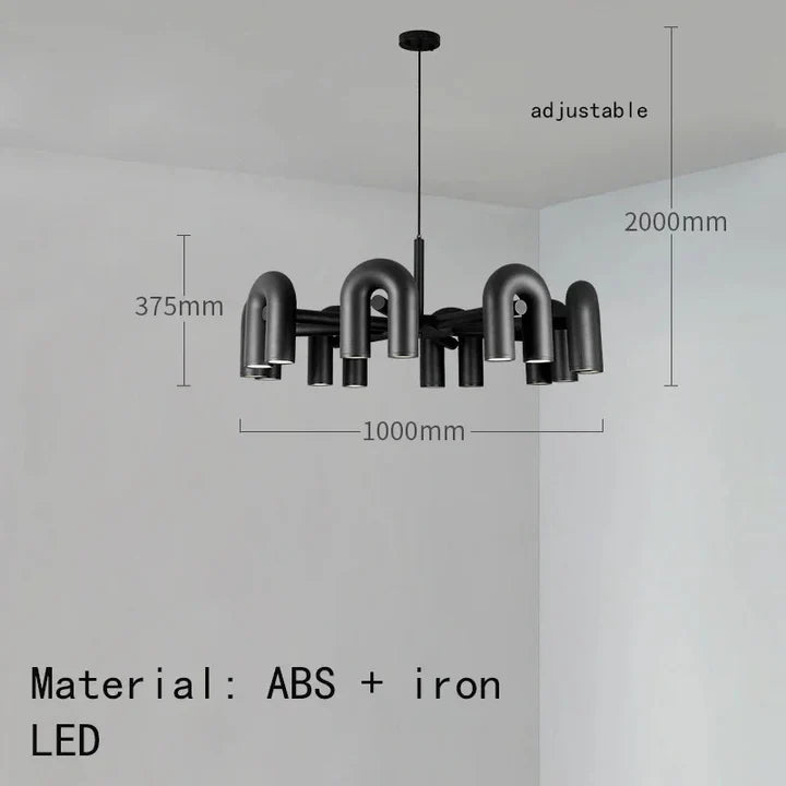 Lustre Cirkus 8 branches au design moderne architectural tubulaire