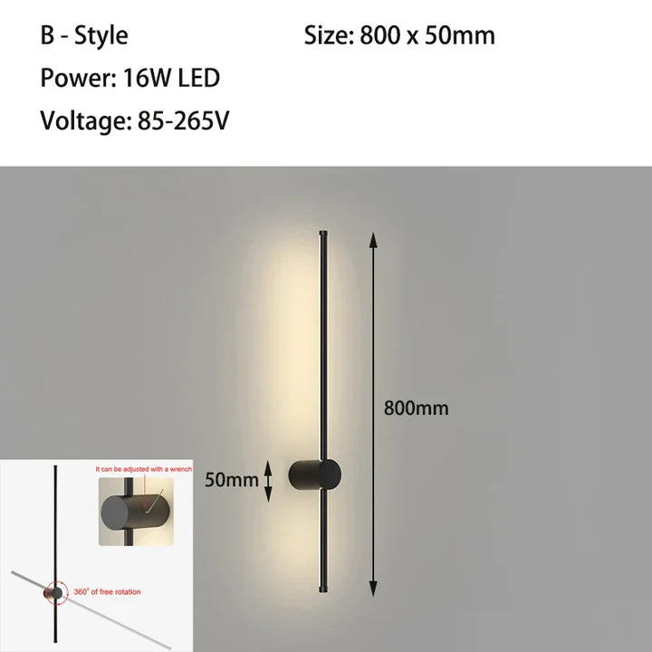 Applique murale LED linéaire noire