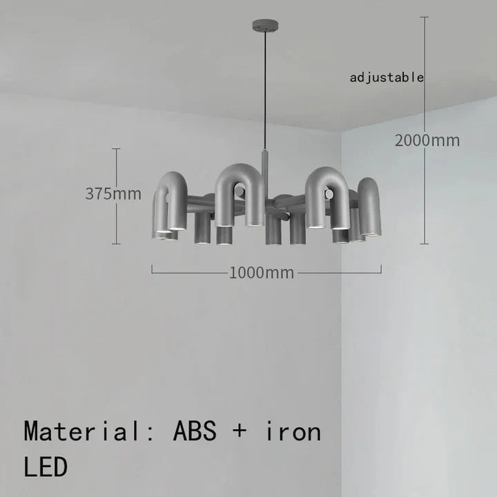 Lustre Cirkus 8 branches au design moderne architectural tubulaire
