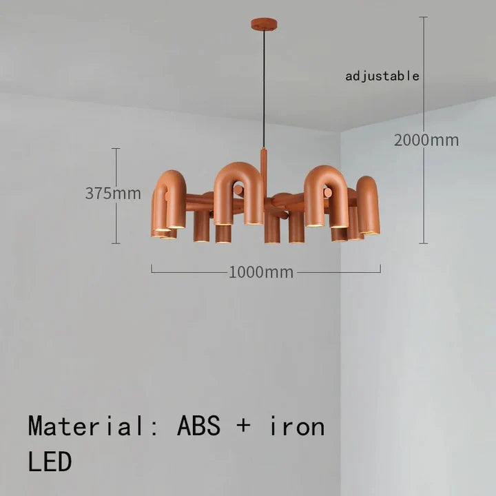 Lustre Cirkus 8 branches au design moderne architectural tubulaire
