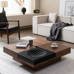 ASTANA Table basse carrée moderne avec rangement caché en bois 100 x 100 cm