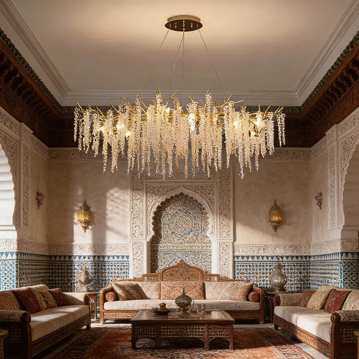 Lustre traditionnel Diams en verre cristallin pour salon marocain