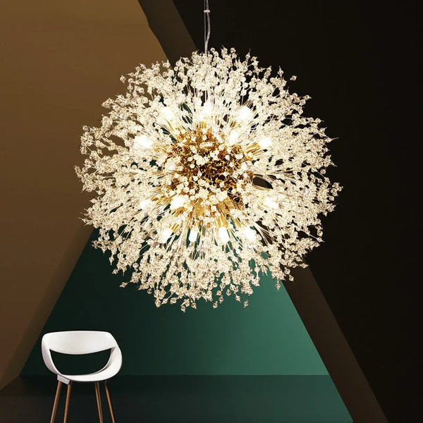 Lustre Lavande en doré à cristaux