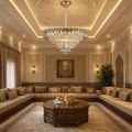 Lustre en Cristal Rond Dore