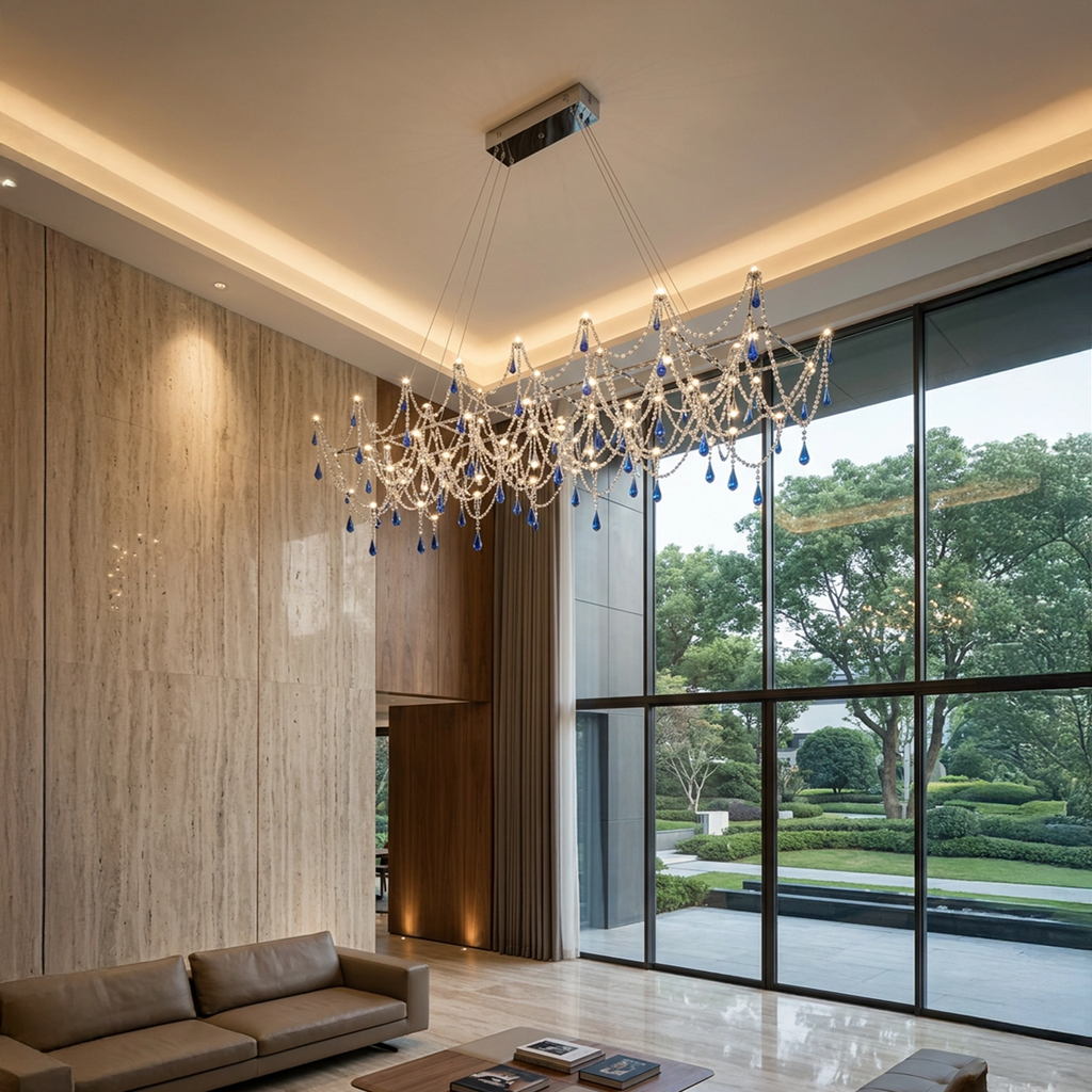Lustre Cristal Cascade Saphir