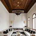 Lustre chandelier moderne noir et cristal