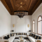 Lustre chandelier moderne noir et cristal