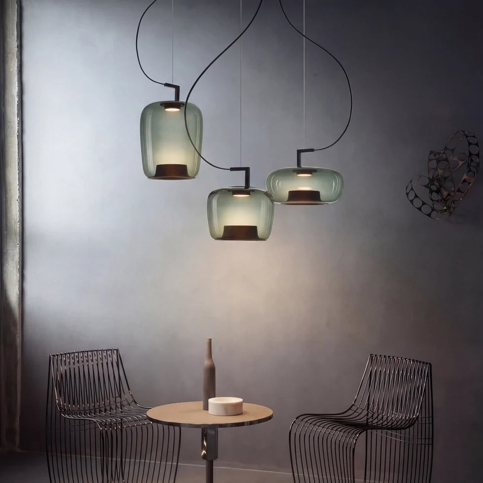 lustre nordique moderne en verre avec led créatif