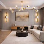 Lustre Sky ajustable en doré à 8 globes en verre