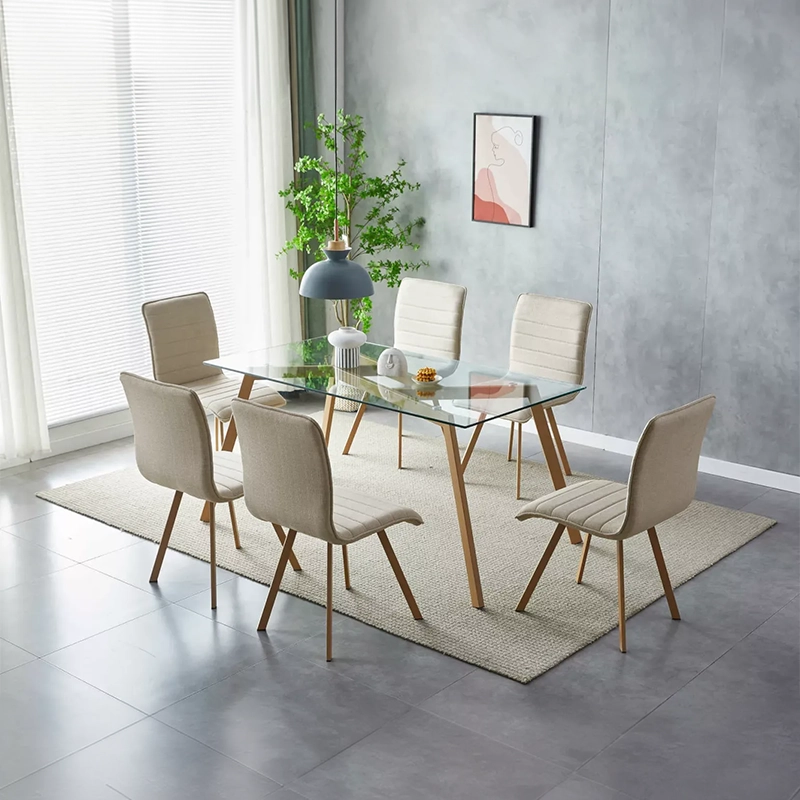 LARA Table rectangulaire avec 6 chaises 150 x 80 cm