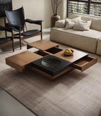 ASTANA Table basse carrée moderne avec rangement caché en bois 100 x 100 cm