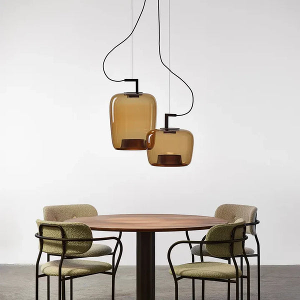 lustre nordique moderne en verre avec led créatif