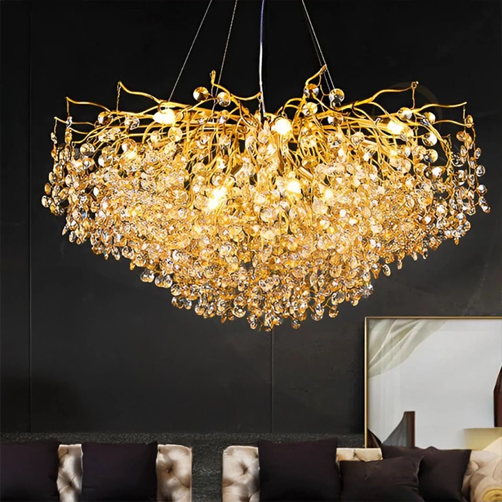 Lustre traditionnel Champagne en verre cristallin pour salon marocain