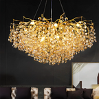 Lustre traditionnel Champagne en verre cristallin pour salon marocain