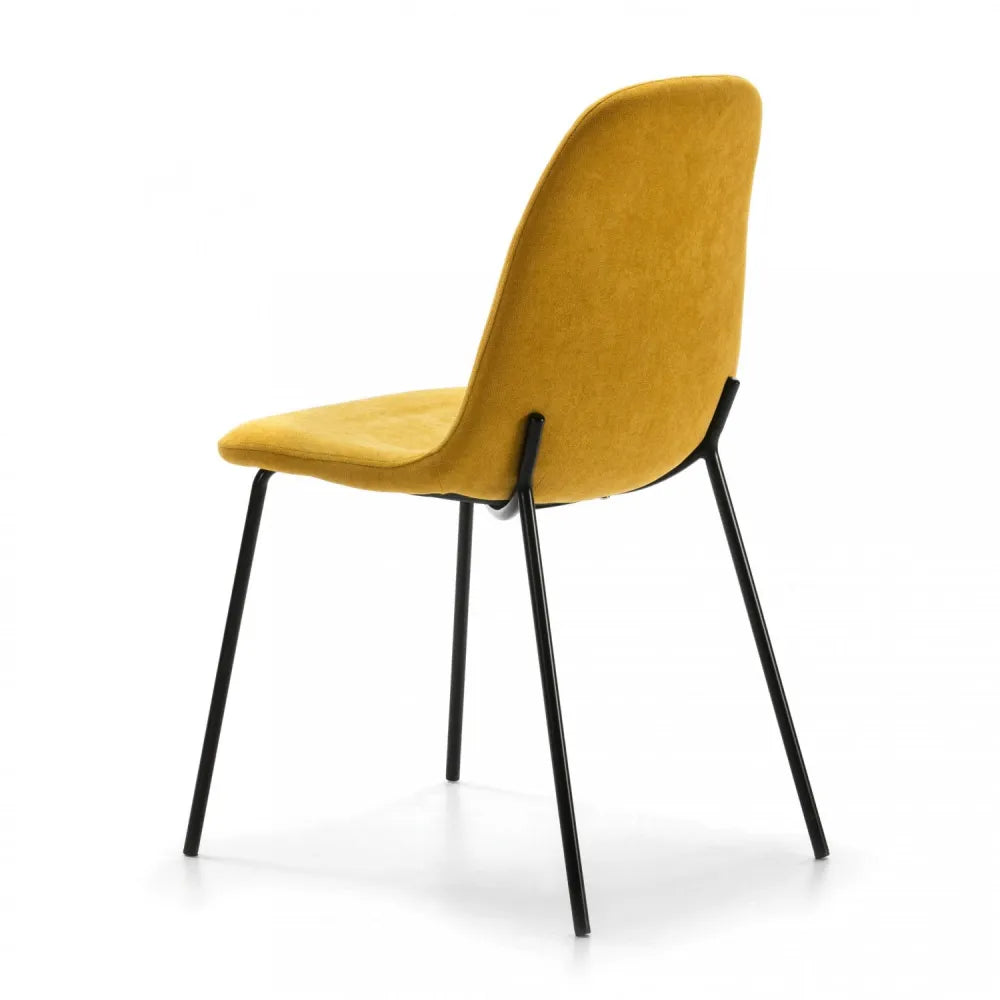RENNE Chaise de séjour en tissu – Jaune