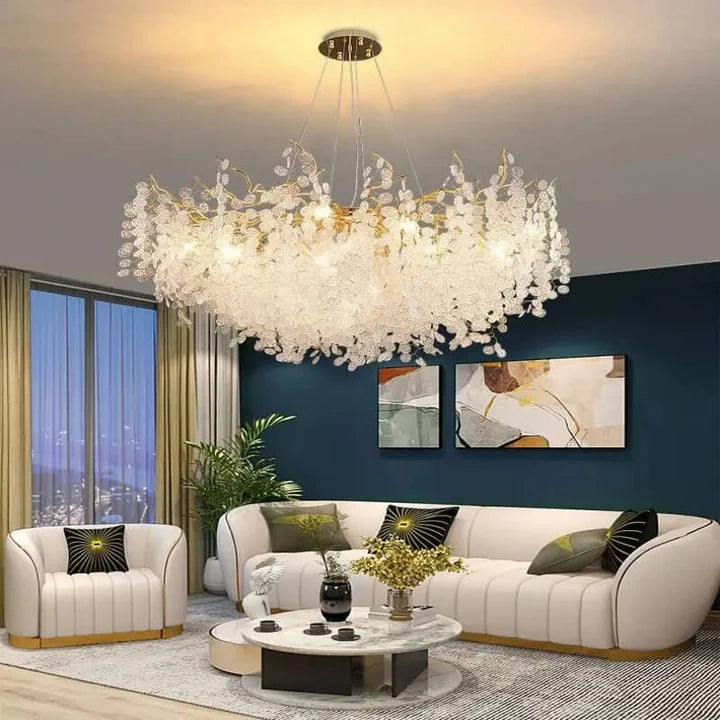 Lustre traditionnel Feuille en verre cristallin pour salon marocain