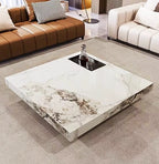 ACYL Table basse carrée en pierre frittée 100 x 100