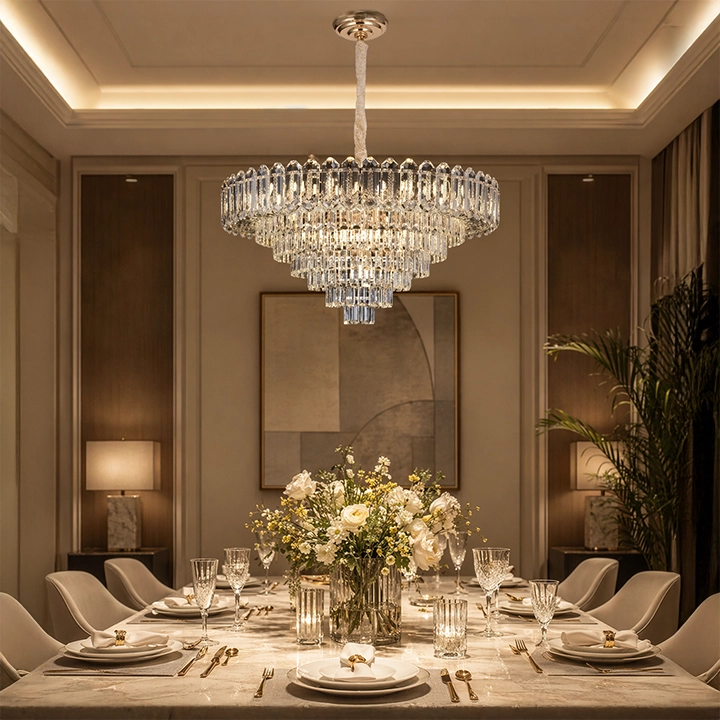 Lustre en Cristal Rond Dore