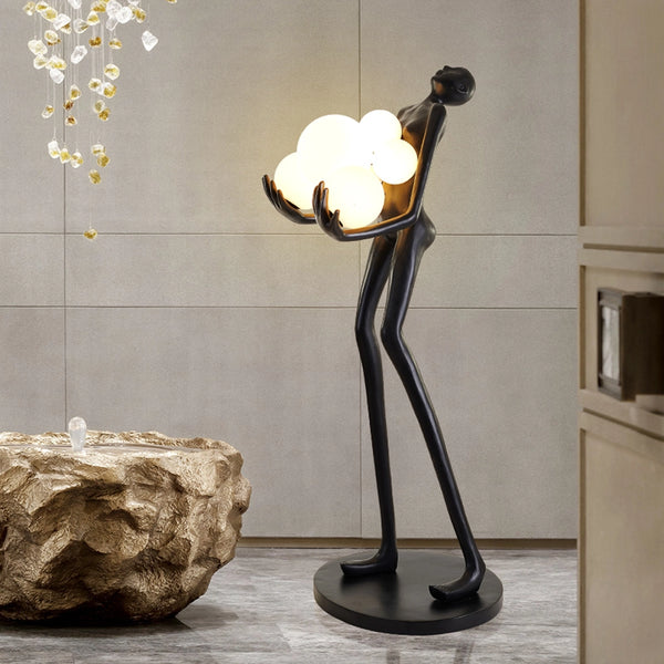 Sculpture Homme aux Six Sphères Lumineuses
