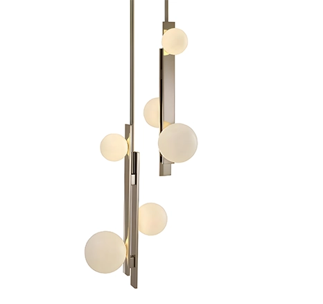 Suspension moderne à 3 globes en verre pour plafond bas