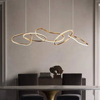 Lustre Cartier longiligne 5 cercles en doré