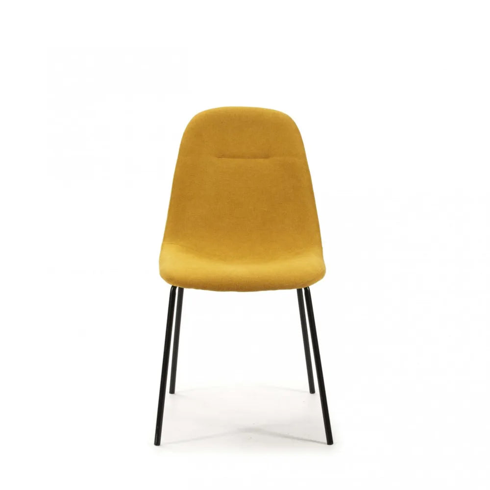RENNE Chaise de séjour en tissu – Jaune
