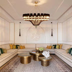 Lustre chandelier moderne noir et cristal