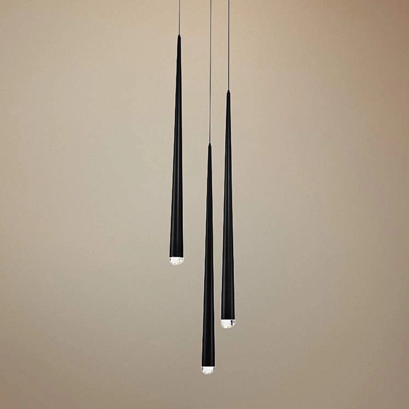 suspension en aluminium noir minimaliste et moderne en forme de tube metal