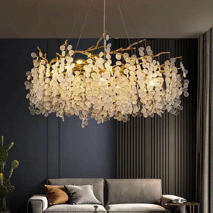 Lustre traditionnel Feuille en verre cristallin pour salon marocain