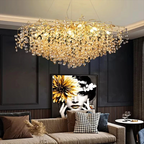 Lustre traditionnel Champagne en verre cristallin pour salon marocain