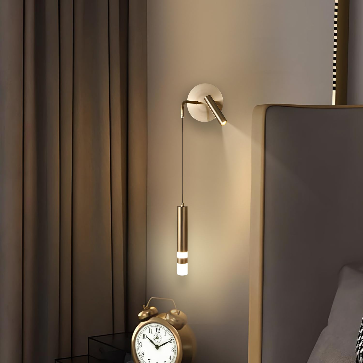 Applique murale & Liseuse doré orientable 2 en 1