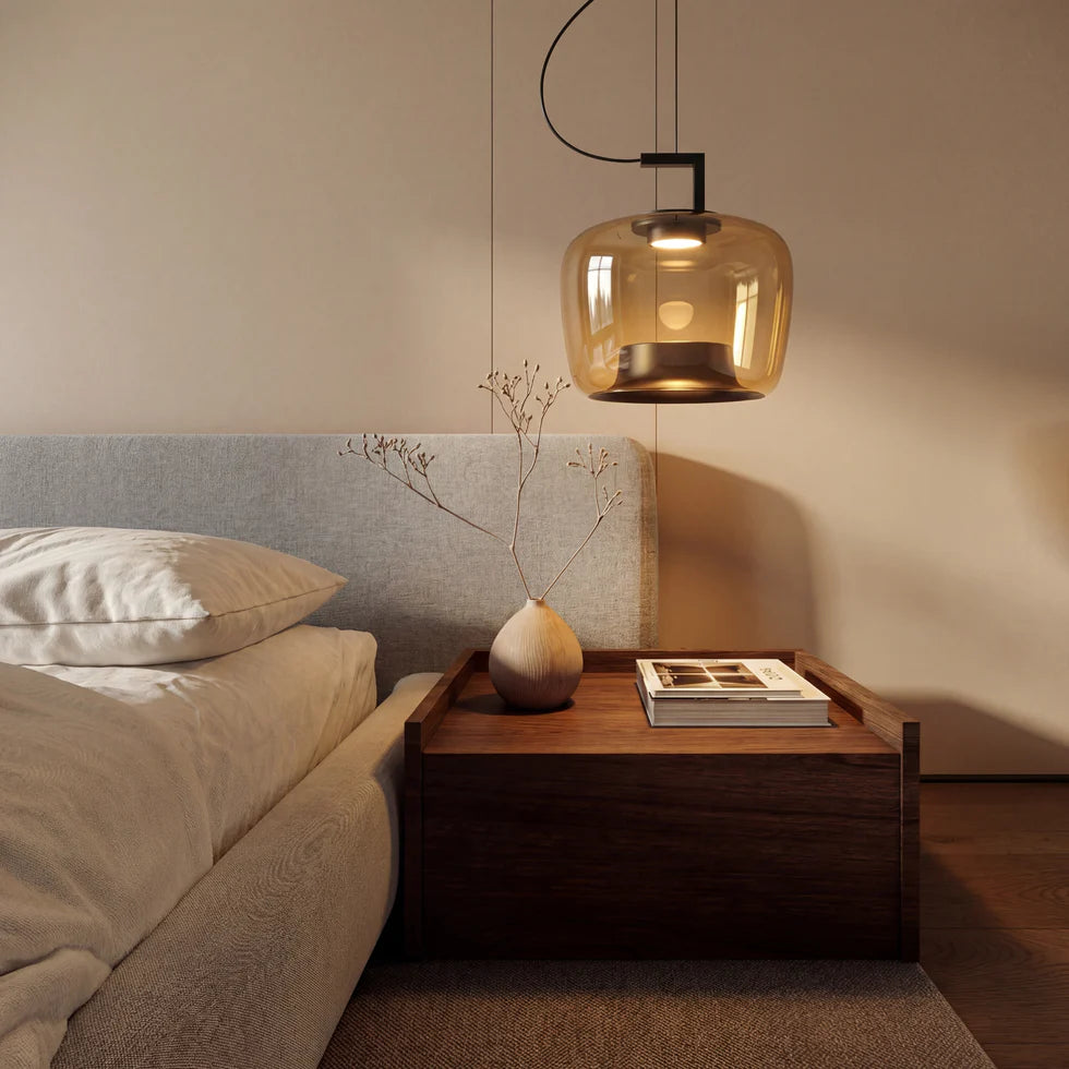 lustre nordique moderne en verre avec led créatif