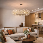 Lustre Safran à cristaux pour salon moderne