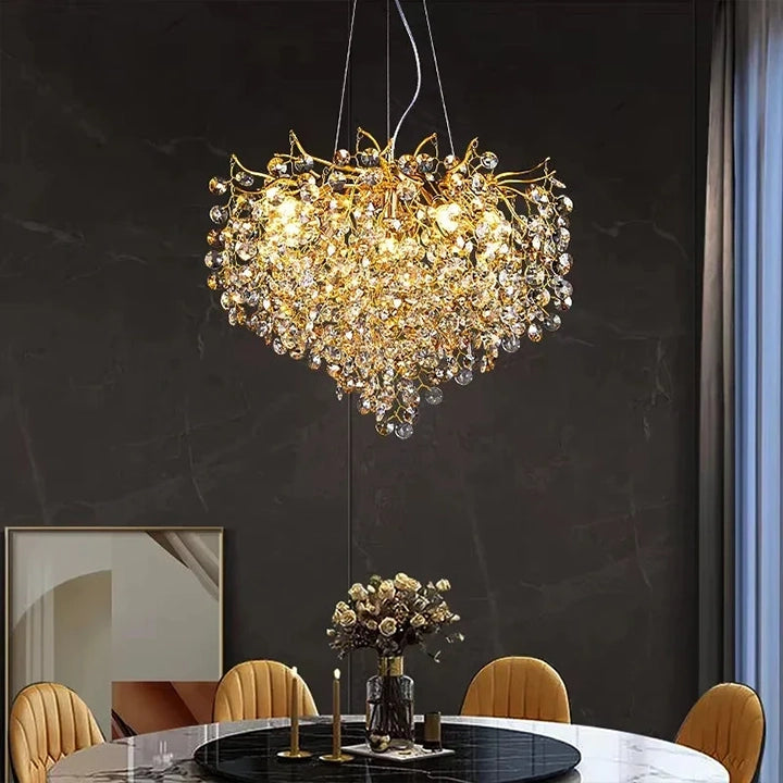 Lustre traditionnel Champagne en verre cristallin pour salon marocain