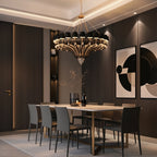 Lustre chandelier moderne noir et cristal