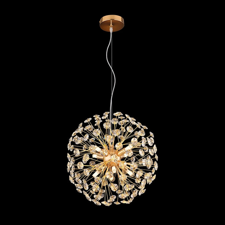 Lustre Lavande en doré à cristaux