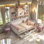 Lit Banquette Princesse Enchantée avec Bibliothèque Intégrée