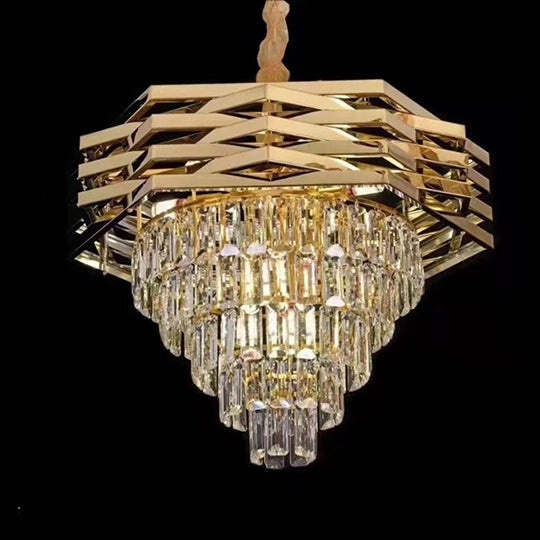 Lustre Hexagone en paillettes d'acier inoxydable Doré
