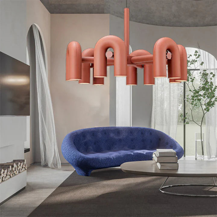 Lustre Cirkus 8 branches au design moderne architectural tubulaire