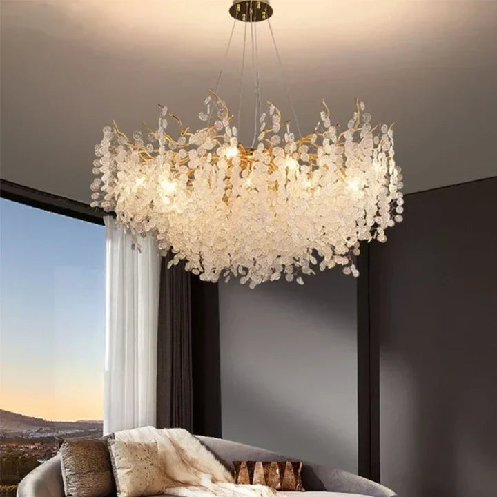 Lustre traditionnel Feuille en verre cristallin pour salon marocain