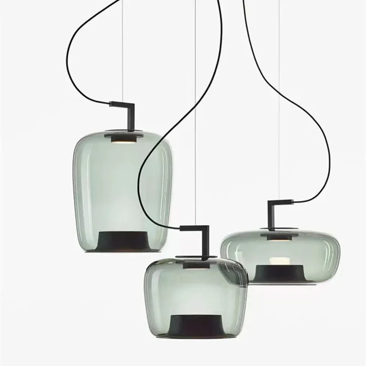 lustre nordique moderne en verre avec led créatif