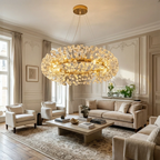 Lustre Safran à cristaux pour salon moderne