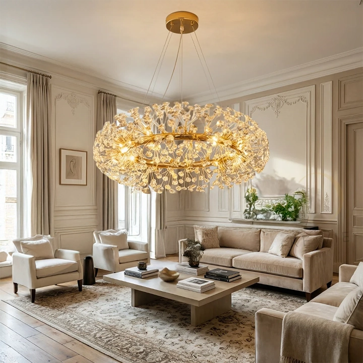 Lustre Safran à cristaux pour salon moderne