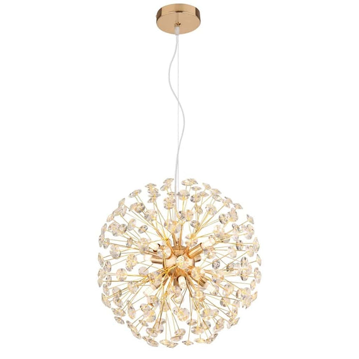 Lustre Lavande en doré à cristaux