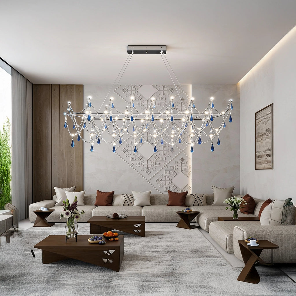 Lustre Cristal Cascade Saphir