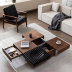 ASTANA Table basse carrée moderne avec rangement caché en bois 100 x 100 cm