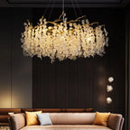 Lustre traditionnel Feuille en verre cristallin pour salon marocain