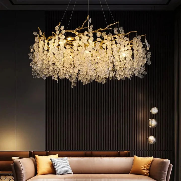 Lustre traditionnel Feuille en verre cristallin pour salon marocain
