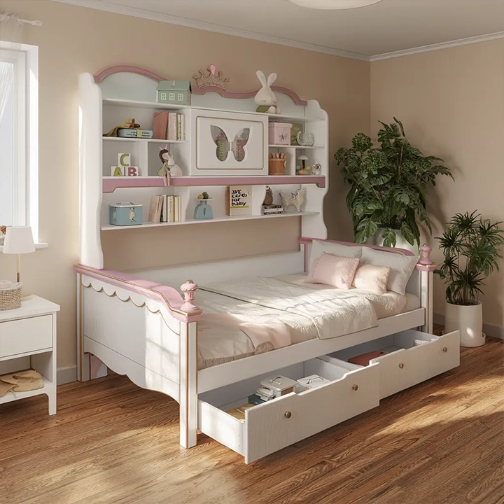 Lit Banquette Princesse Enchantée avec Bibliothèque Intégrée