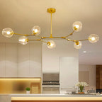 Lustre Sky ajustable en doré à 8 globes en verre